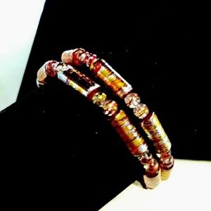 Gold/Red Glass Bracelet Set
